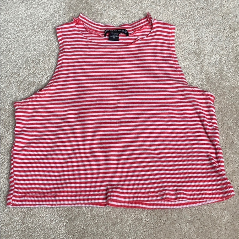 Striped Orange/Red and White Crop Top